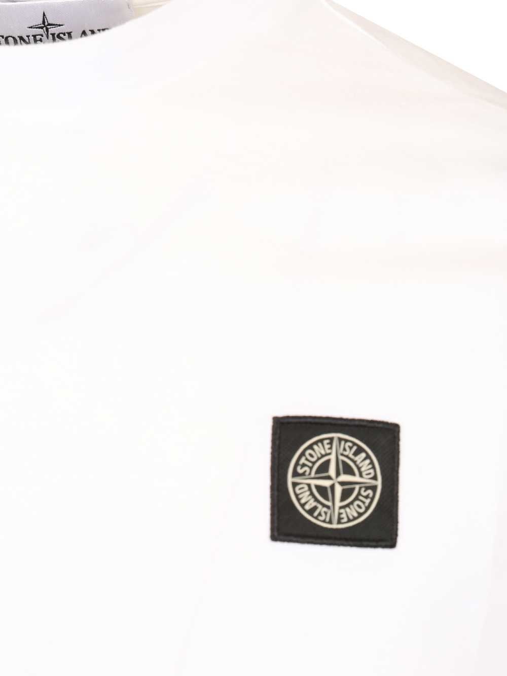 Stone Island Ss  60/2 Cotton Jersey, Garment Dyed T-Shirt - White | 8ef6bf14a2b962e40da4a2ec18e78c8f7d713f60