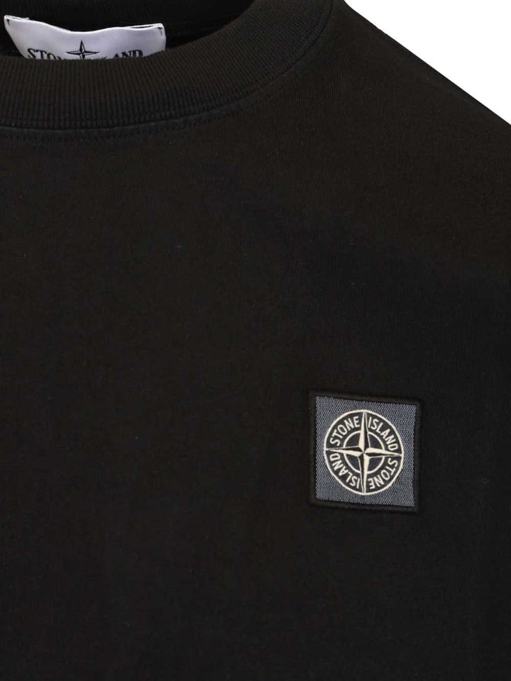 Stone Island Ss  Combed Organic Cotton Jersey, Garment Dyed T-Shirt - Black | ee7b80a3e00d0ac8abe3d72112afe1aa30a0e654