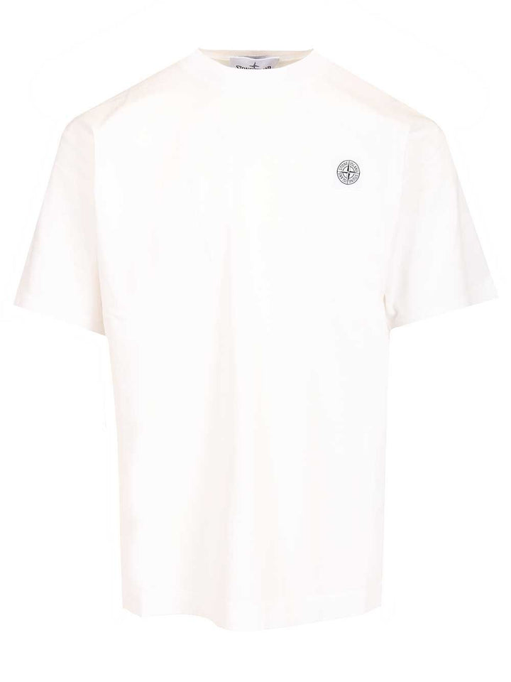 Stone Island Ss  Combed Organic Cotton Jersey, Garment Dyed T-Shirt - White | 18b53c4a3277d99078d204e870c75b82eff3698e