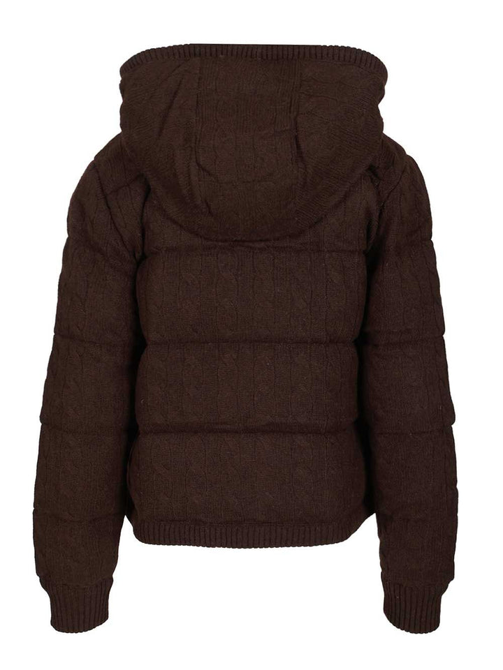 Polo Ralph Lauren Cable-Knit Wool-Cashmere Quilted Jacket Knitwear - Brown | 2919d380c75e2df9d54c9f95e74e08697bbdcaed