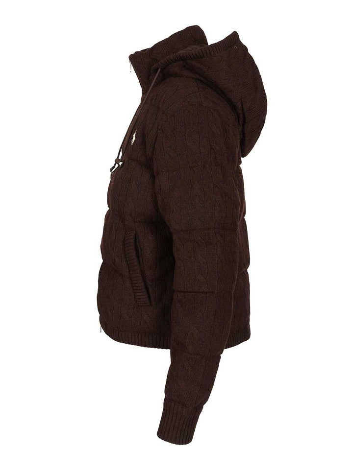 Polo Ralph Lauren Cable-Knit Wool-Cashmere Quilted Jacket Knitwear - Brown | 36d6413a43b36b97ecf7a6883deca49aba978ed1