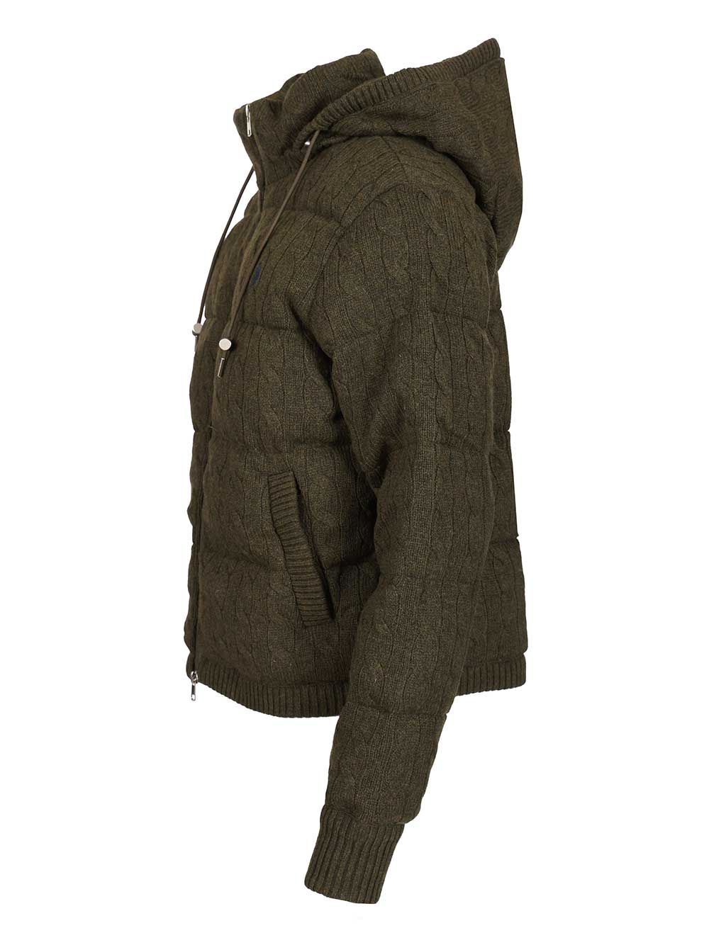 Polo Ralph Lauren Cable-Knit Wool-Cashmere Quilted Jacket Knitwear - Green | 93bd7c580b7e22702819e2e9678c275369442768