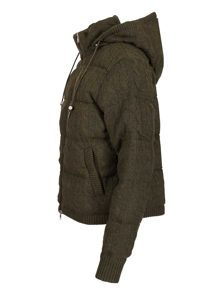 Polo Ralph Lauren Cable-Knit Wool-Cashmere Quilted Jacket Knitwear - Green | 93bd7c580b7e22702819e2e9678c275369442768