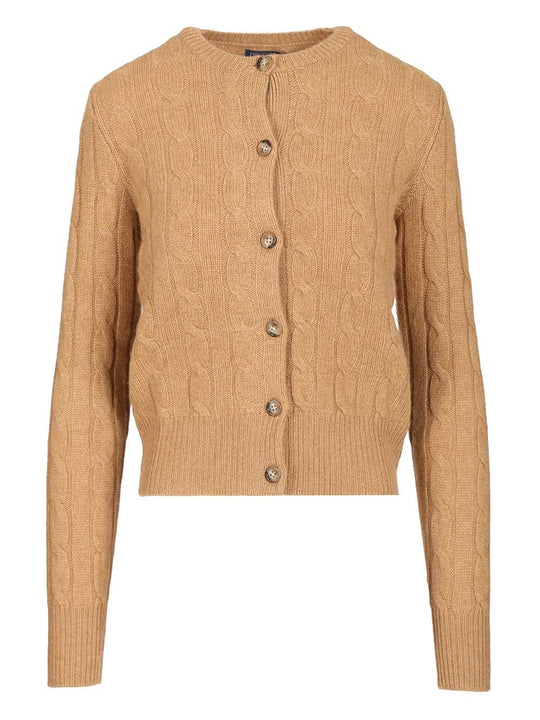 Cashmere Cable Knit Cardigan Knitwear Beige