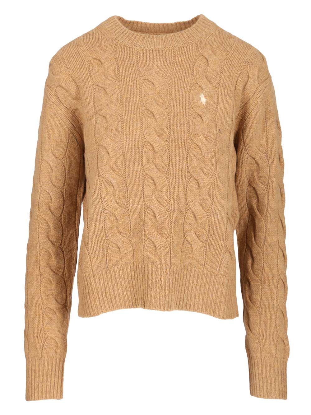 Polo Ralph Lauren Cable-Knit Sweater In Wool And Cashmere, Sweatshirts - Beige | 8bea63874408b5451eda07c5873502f60700fcf5