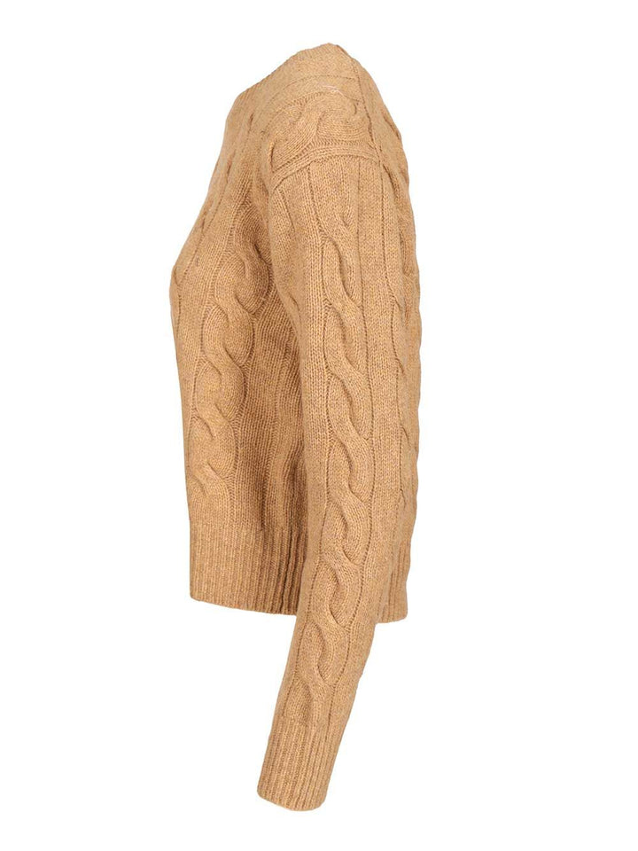 Polo Ralph Lauren Cable-Knit Sweater In Wool And Cashmere, Sweatshirts - Beige | 2f18eb89397de8a482fdc4f5e08b99cd2bf99765