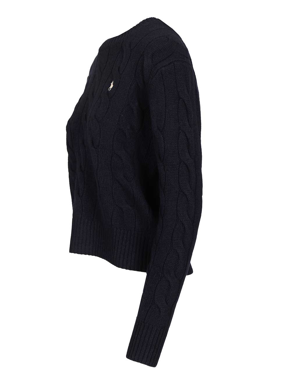 Polo Ralph Lauren Cable-Knit Sweater In Wool And Cashmere, Sweatshirts - Blue | 16589c768065296fdfb6e6de20d14ce0a1ec9d85