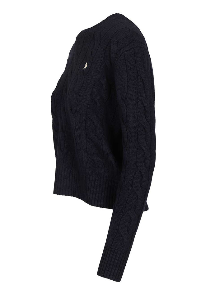 Polo Ralph Lauren Cable-Knit Sweater In Wool And Cashmere, Sweatshirts - Blue | 16589c768065296fdfb6e6de20d14ce0a1ec9d85