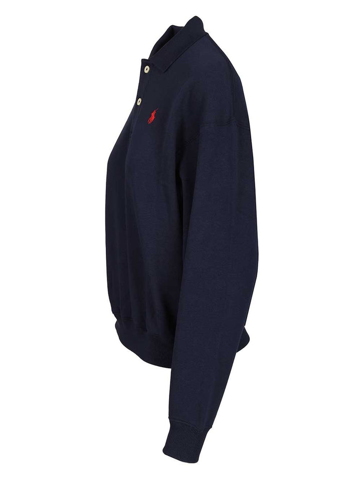 Polo Ralph Lauren Polo-Collar Fleece Pullover Knitwear - Blue | c1d0172faf749cef3285166935a07071be0cbc47