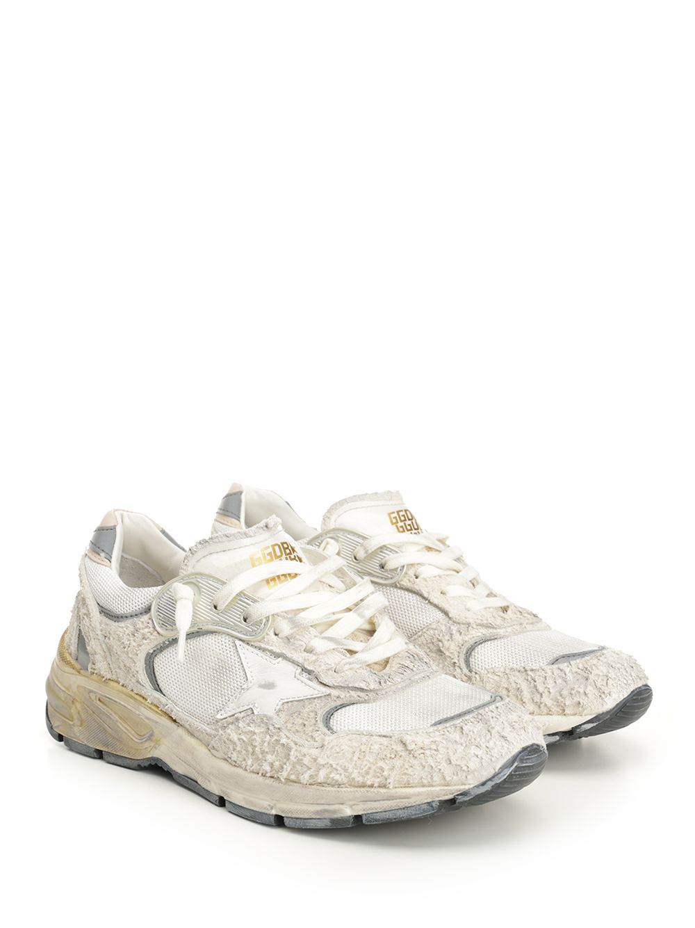 Golden Goose Deluxe Brand Running Dad New Net And Suede Upper Leather Star And Heel Suede Spur Sneakers - White | bc6045550862824000d0bc8d8fec47db14d4a4fd