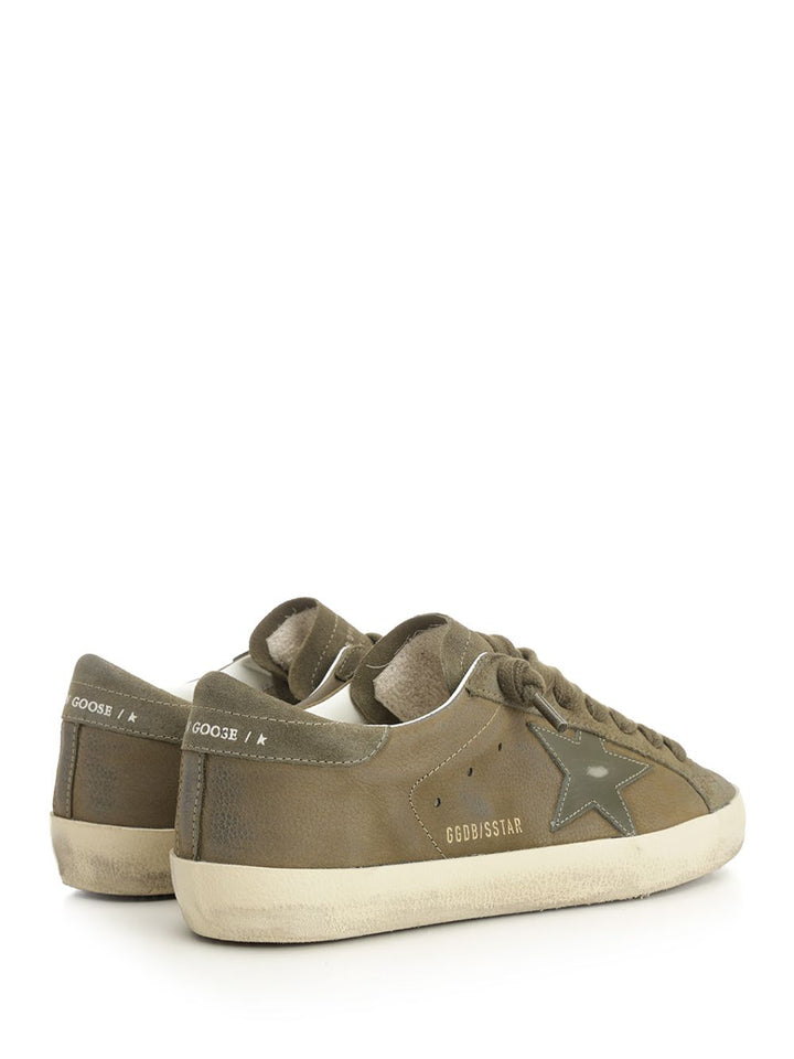 Golden Goose Deluxe Brand Super Star Suede Upper Leather Star And Heel Sneakers - Green | 56389ac40d262aa0df88fc6cf8445e7d27f51a99