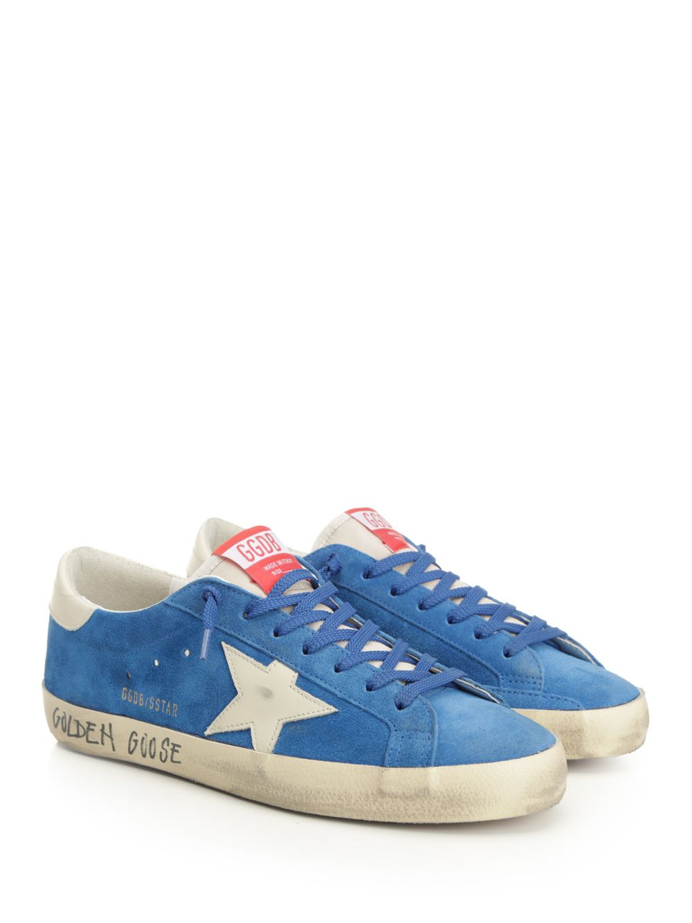 Golden Goose Deluxe Brand Super Star Suede Upper And Toe Nylon Tongue Leather Star And Heel Sneakers - Blue | c754cdba77ca2890e07ffb3e7e5650b37ce2f2da