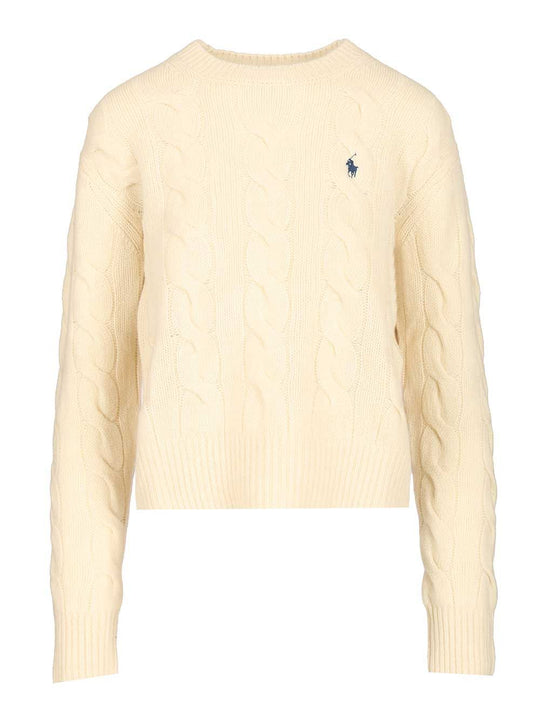 Cable-Knit Wool-Cashmere Sweater Sweatshirts White
