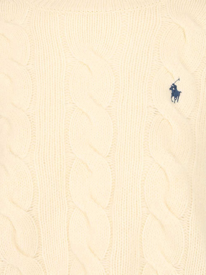 Polo Ralph Lauren Cable-Knit Sweater In Wool And Cashmere, Knitwear - White | ee9de8d11f3fd3a52b2ce851ccbb80b91af5b039