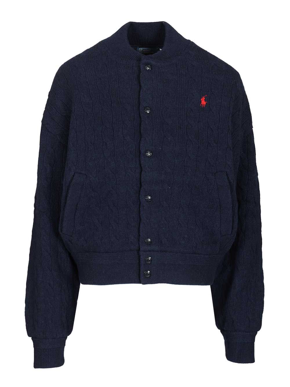 Polo Ralph Lauren Cable-Knit Wool-Cashmere Bomber Jacket Jackets - Blue | 2b17806fef7869a99b0fa4834ae8df5f5adaf9bd
