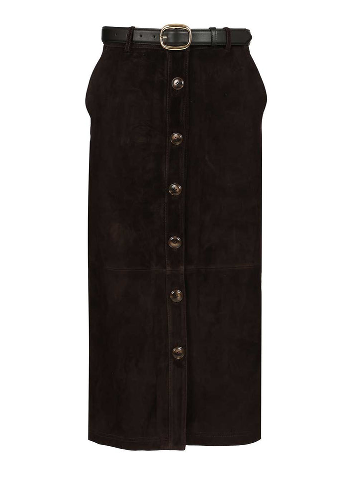 Self-Portrait Brown Suede Midi Skirt Skirts - Brown | 7cf097fcb5277bab0665ddd48bd726195e744c2c