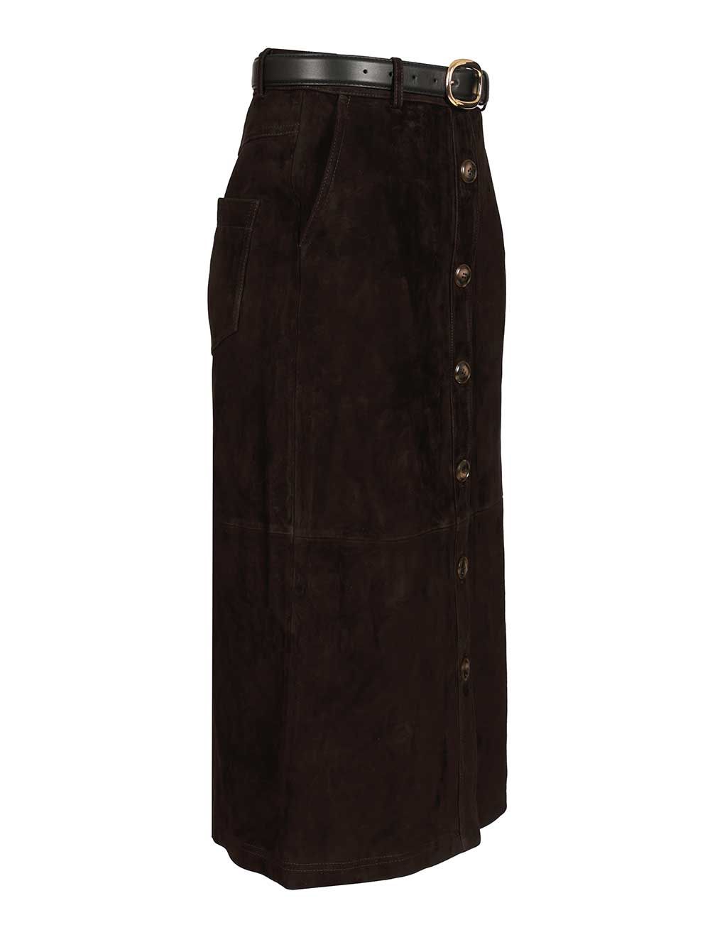 Self-Portrait Brown Suede Midi Skirt Skirts - Brown | 9c938970c53bba22d2bcc3a9666f930bb702a42c