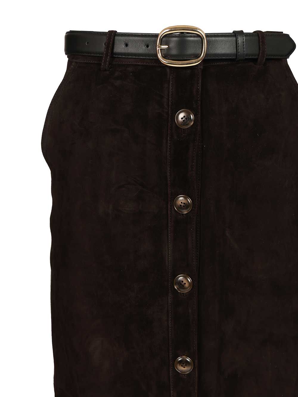 Self-Portrait Brown Suede Midi Skirt Skirts - Brown | 31af60c03d382bdcfd0978daa6bf74d312377b98