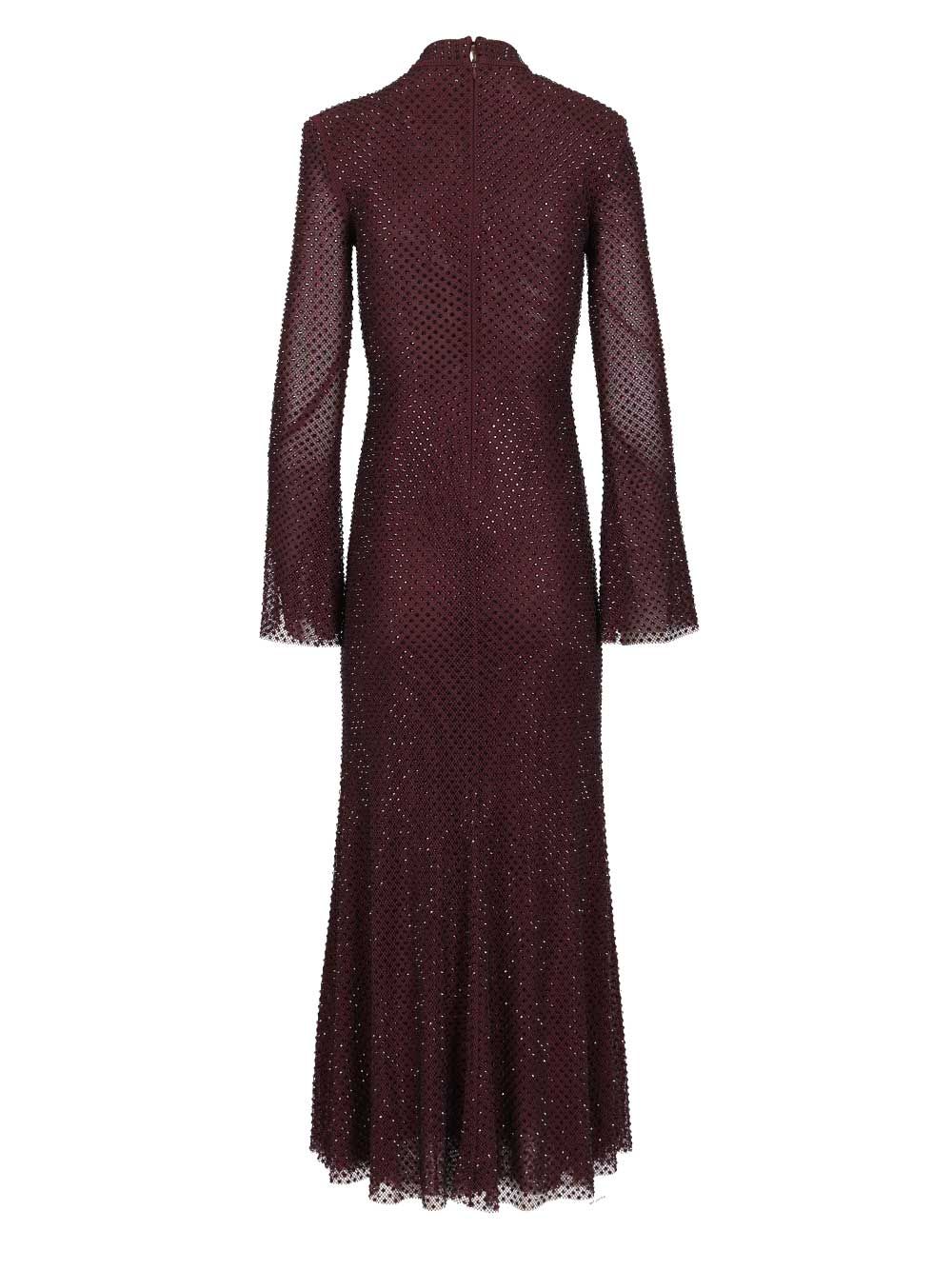 Self-Portrait Burgundy Rhinestone Fishnet Midi Dress Dresses - Bordeaux | fb00f2ccedca14f7eb89137eeff5dcce31da32a0