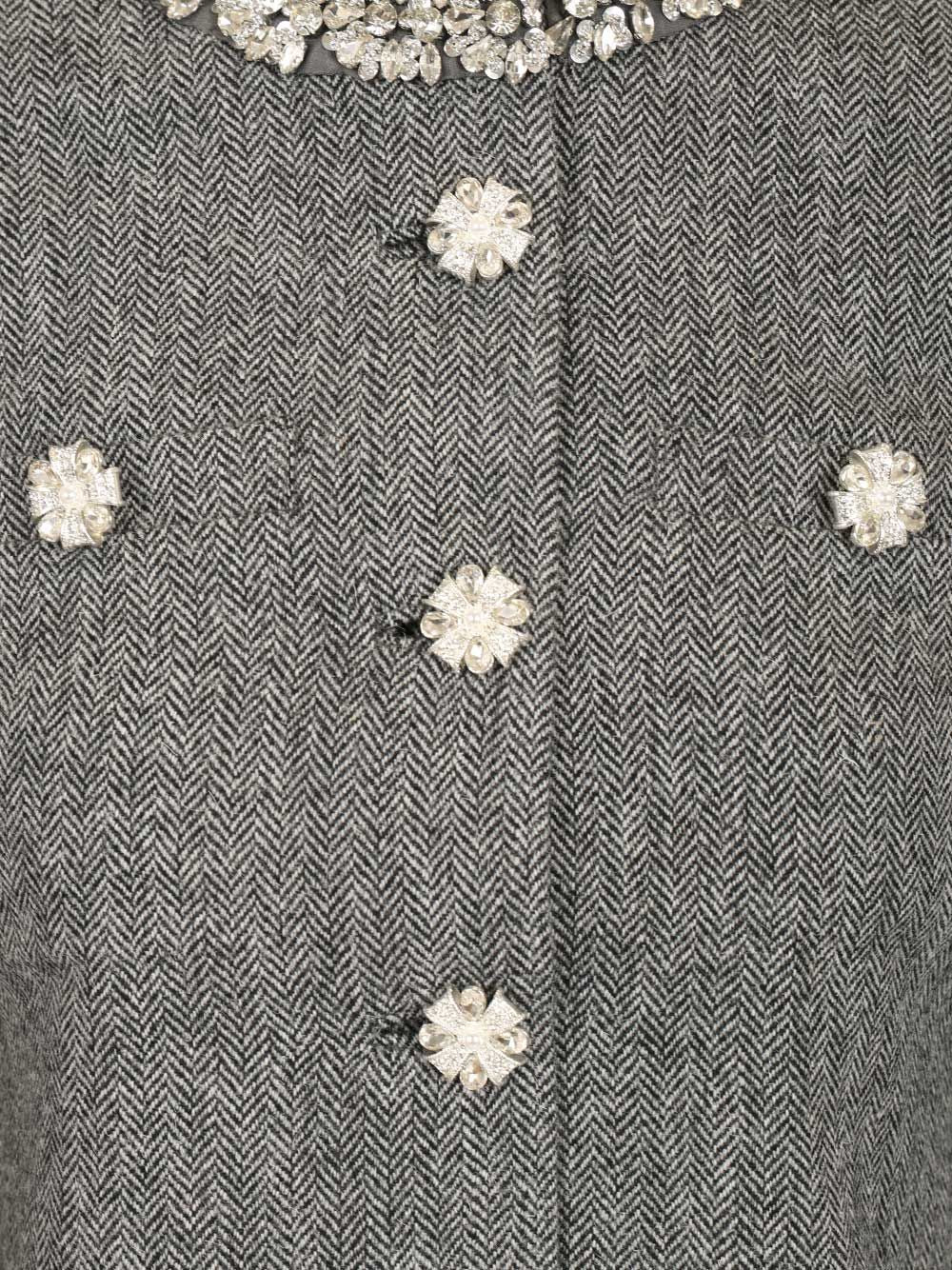 Self-Portrait Grey Herringbone Crystal Trim Jacket Jackets - Grey | 1f34625a1049ab760eda66076cd04c8c1a0381d6