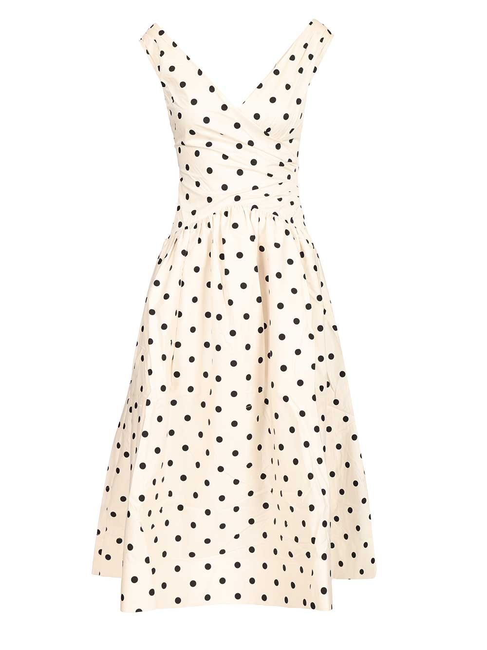 Self-Portrait Cream Polka Dot Cotton Midi Dress Dresses - White | 579736d629fa2c7532f925392418f503324a21ec