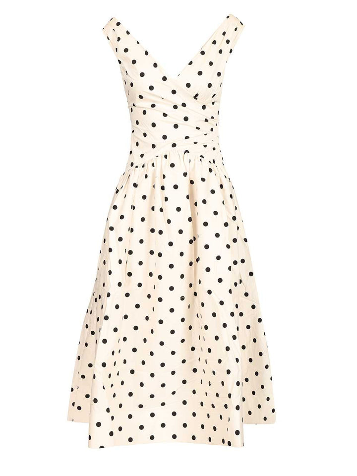 Self-Portrait Cream Polka Dot Cotton Midi Dress Dresses - White | 579736d629fa2c7532f925392418f503324a21ec