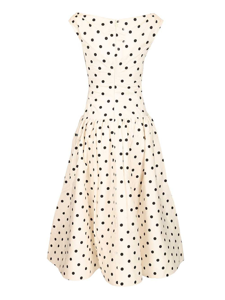 Self-Portrait Cream Polka Dot Cotton Midi Dress Dresses - White | 482bdd2bc6beed0c9e5d6517f32924bc8dffd7e9