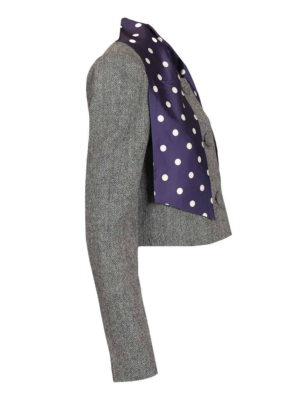 Self-Portrait Grey Herringbone Scarf Detail Jacket Jackets - Grey | d5f24a31a6d08522fe90090c012bcab27741ded2