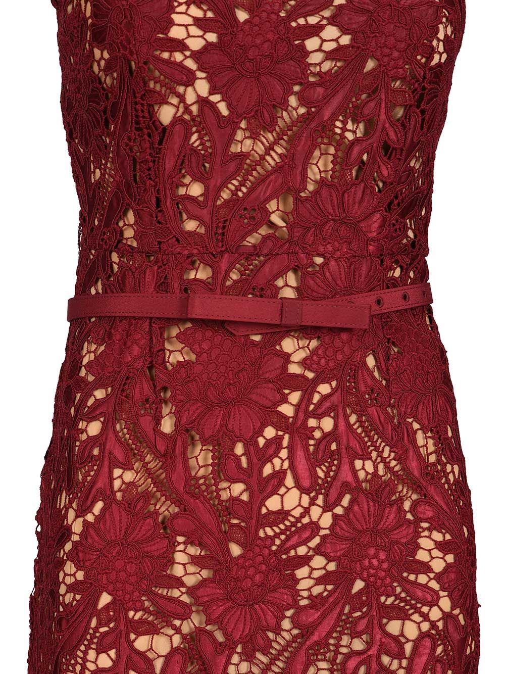 Self-Portrait Burgundy Guipure Lace Midi Dress Dresses - Bordeaux | 8568db4c49fcaaa7776a50127686d0a2fc2f0478