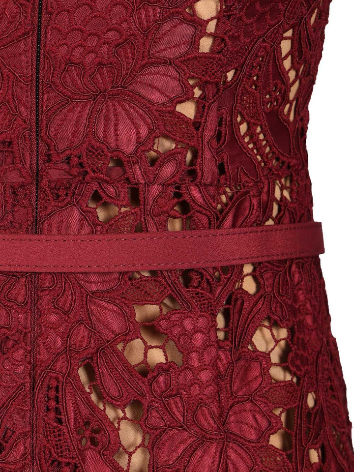 Self-Portrait Burgundy Guipure Lace Midi Dress Dresses - Bordeaux | c73ff73b8bd3d535406c9bb7cf7c81825ad5bf60