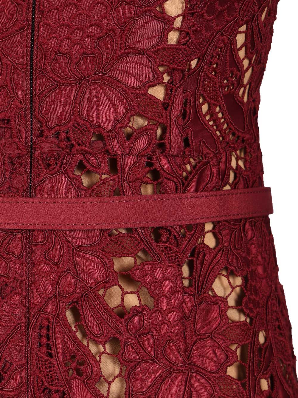 Self-Portrait Midi Dress Dresses - Bordeaux | c73ff73b8bd3d535406c9bb7cf7c81825ad5bf60