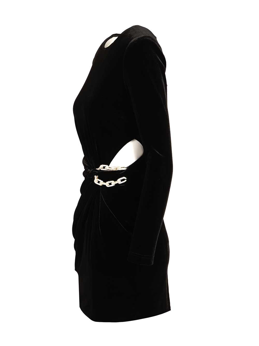 Self-Portrait Black Velvet Embellished Mini Dress Dresses - Black | 641f458dcaae2467204538f5f8fb2fb676bacfd2