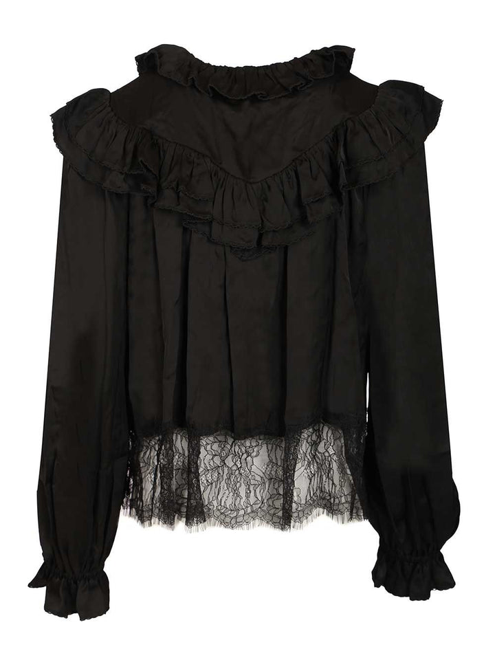 Self-Portrait Lace Blouse Shirts - Black | df34d1238bc11e26bb7c55bf331187359367cbd4