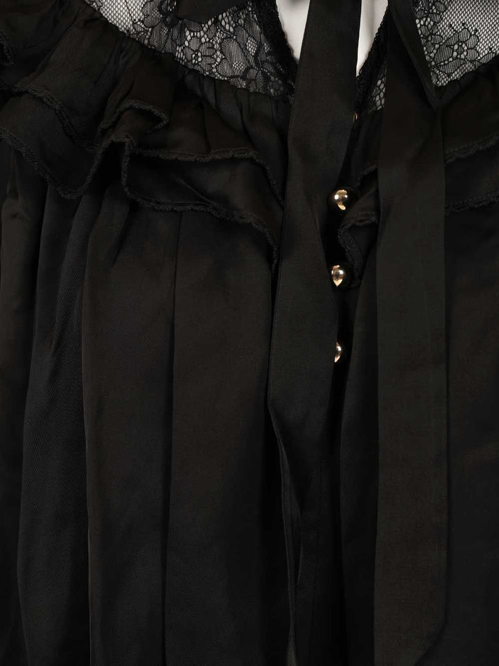 Self-Portrait Black Viscose Lace Blouse Shirts - Black | 346a4acf843f09d3312be90badc16d5bacff0e48