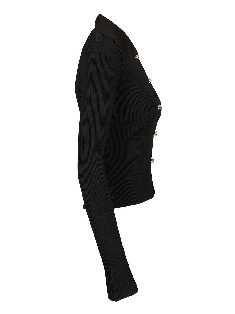 Self-Portrait Black Button Down Knit Top Knitwear - Black | 067adf46059c9821cd00c1026aa479759eb82b81