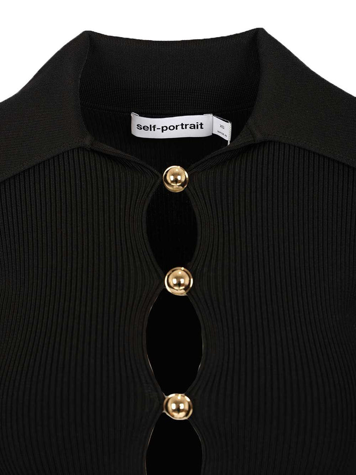 Self-Portrait Black Button Down Knit Top Knitwear - Black | 6a170242bcc1ad29f46446d94e7b27fbf9ed8cc9
