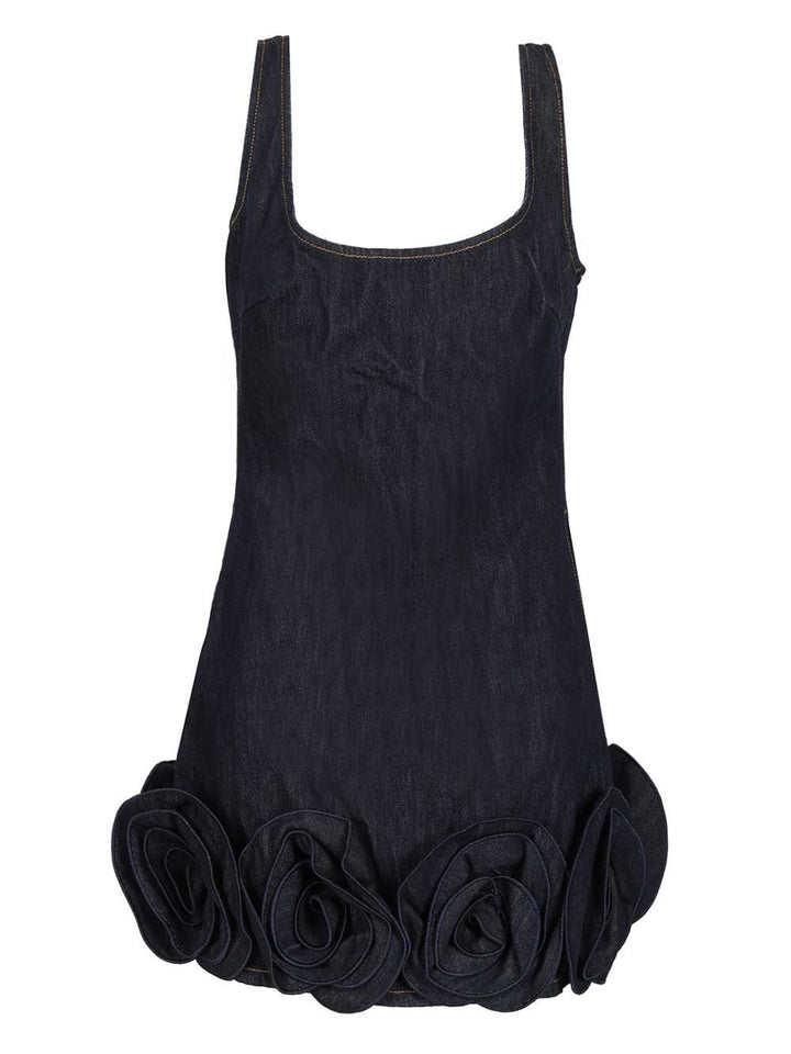 Self-Portrait Indigo Denim 3d Flower Mini Dress Dresses - Blue | 5f62ca1fe0b24df809f714be02d1cab843c283b9