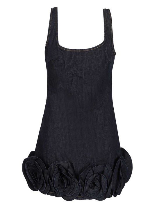 Indigo Denim 3d Flower Mini Dress Dresses Blue