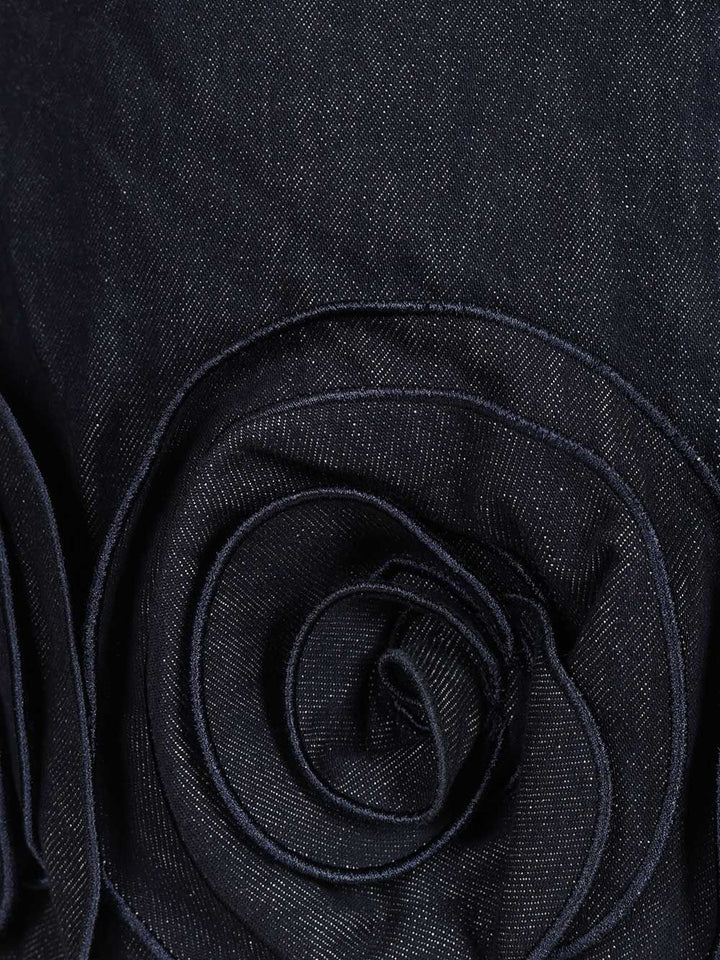 Self-Portrait Indigo Denim 3d Flower Mini Dress Dresses - Blue | 641b385fb8f6e709ad86ba8412214d6e0de9a0fc