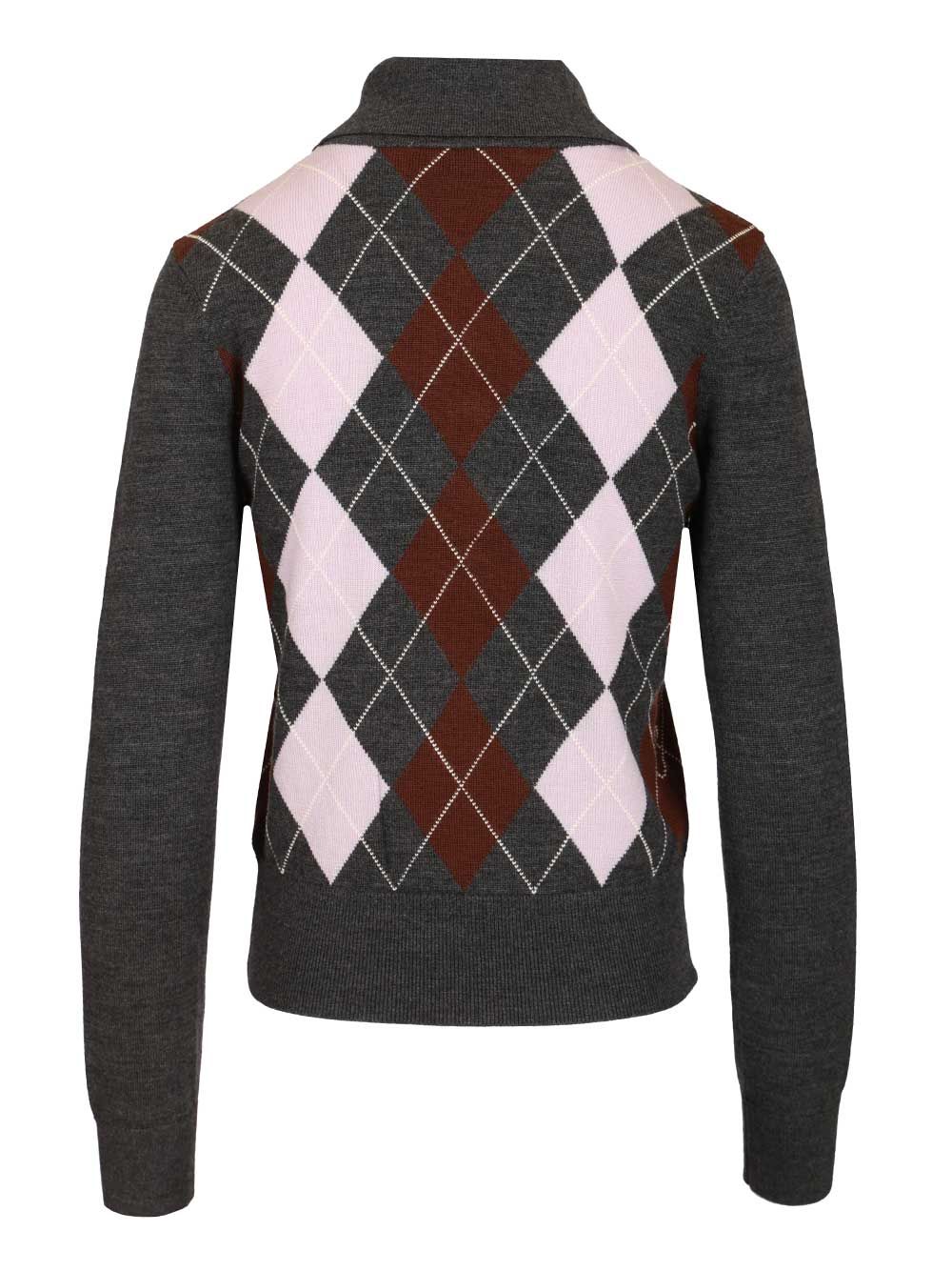 Self-Portrait Grey Argyle Lightweight Jumper Knitwear - Grey | 08d5251f9f43ba9ba2a0adcaa22664bb46bbb0c6
