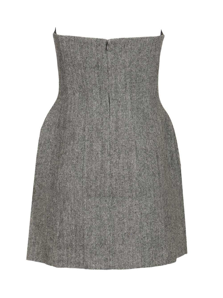 Self-Portrait Grey Bandeau Herringbone Mini Dress Dresses - Grey | c68ea57bc612fe82b610ae3d52797bff0262b210