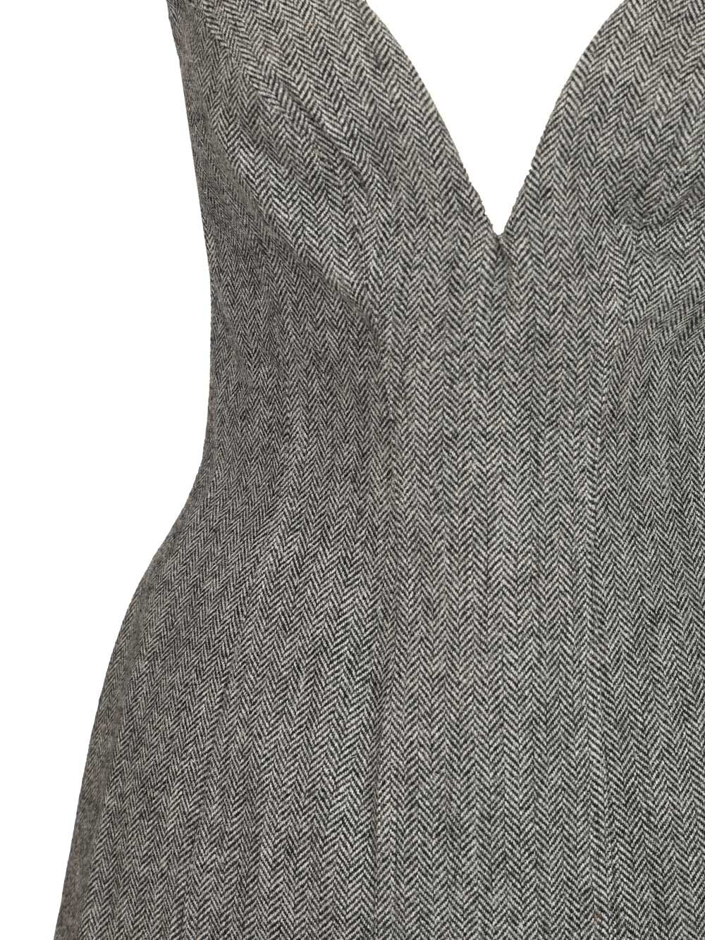 Self-Portrait Herringbone Wool Mini Dress Dresses - Grey | 7828959cfe29d12fae8bd849db3344a5a609dd47