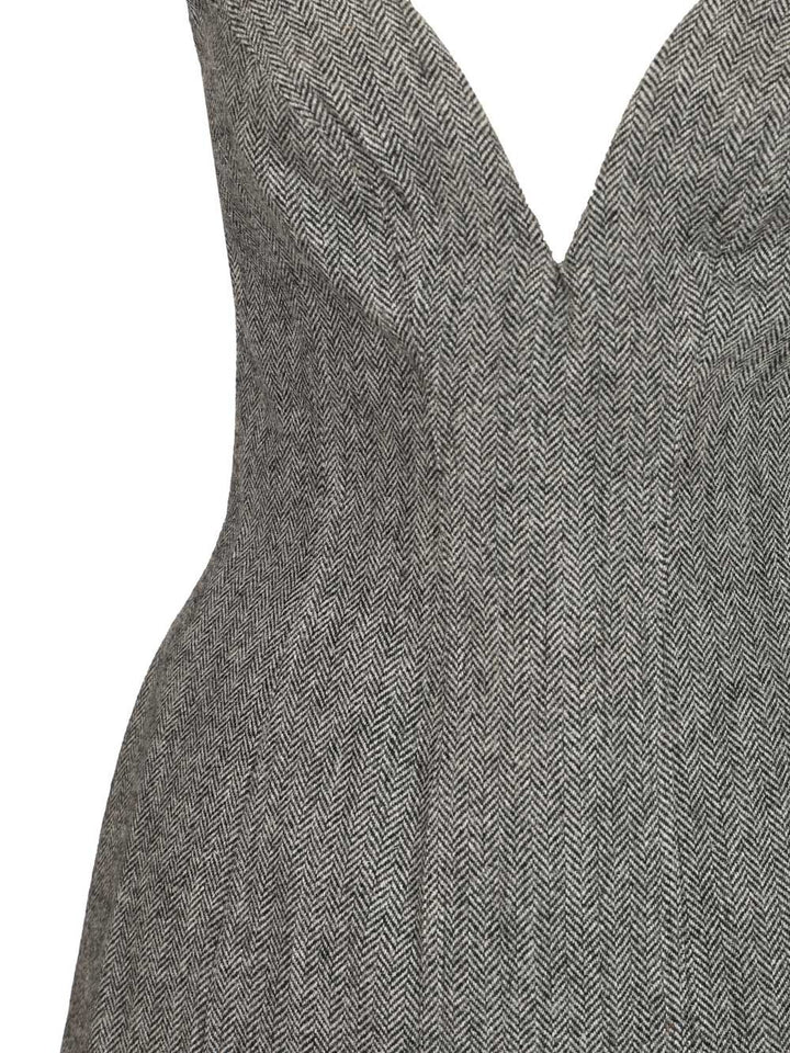 Self-Portrait Herringbone Wool Mini Dress Dresses - Grey | 7828959cfe29d12fae8bd849db3344a5a609dd47