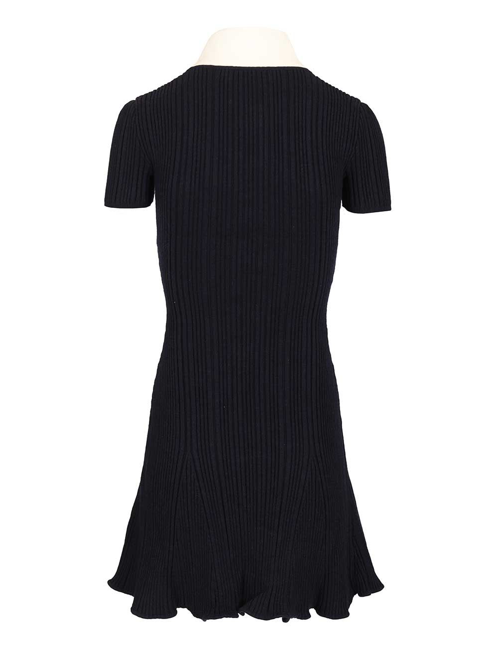 Self-Portrait Navy Contrast Collar Knit Mini Dress Dresses - Blue | 75544e09fd49b479454f252b48a042c5a83beaf5