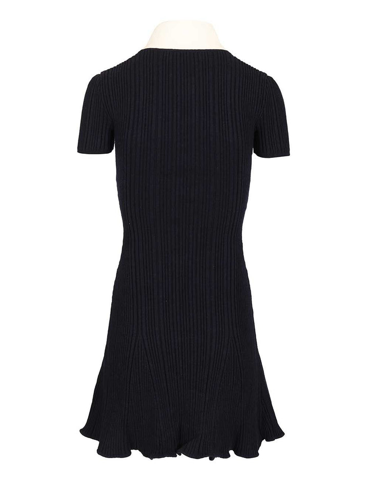 Self-Portrait Navy Contrast Collar Knit Mini Dress Dresses - Blue | 75544e09fd49b479454f252b48a042c5a83beaf5