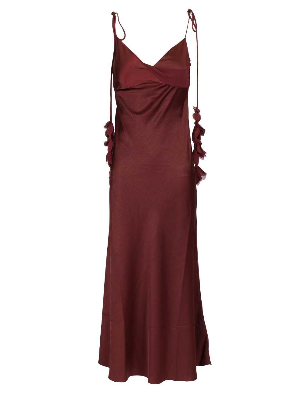 Self-Portrait Burgundy Satin Flower Midi Dress Dresses - Bordeaux | cd7f0fe797373a2e791d3c4ac19f811c32d033f7