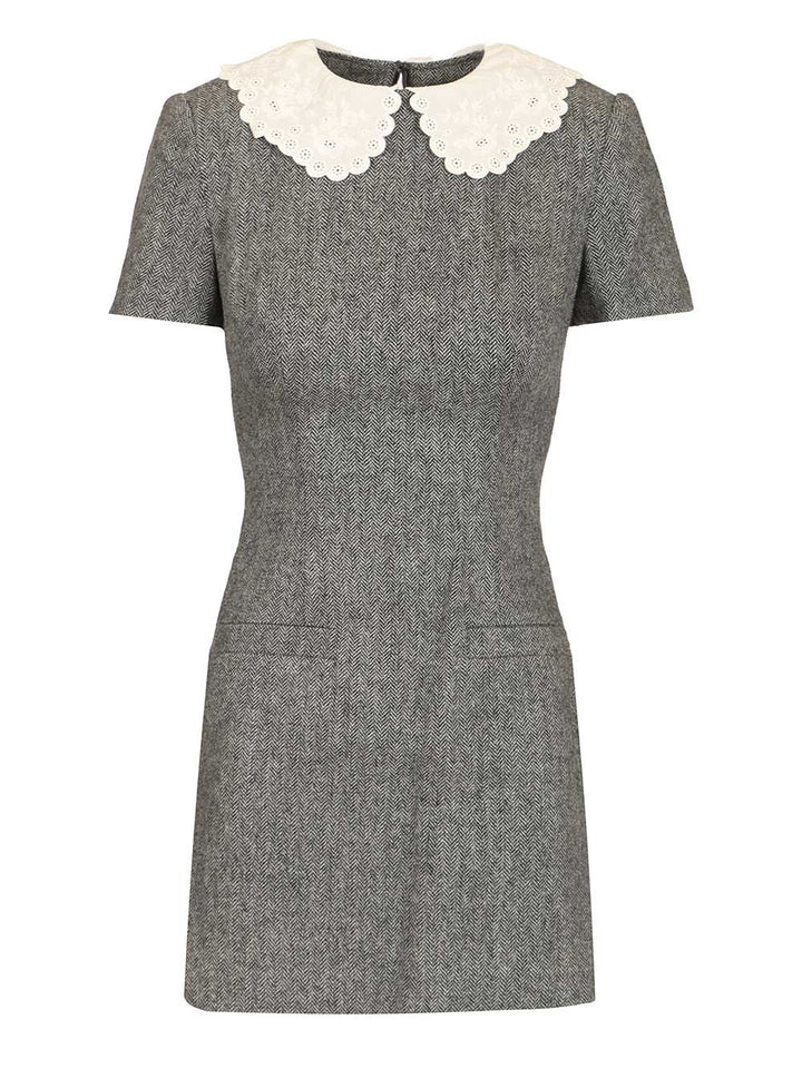 Self-Portrait Mini Dress With Lace Collar Dresses - Grey | 974badff3e406dba45489642f1987c6c4cc90bb1