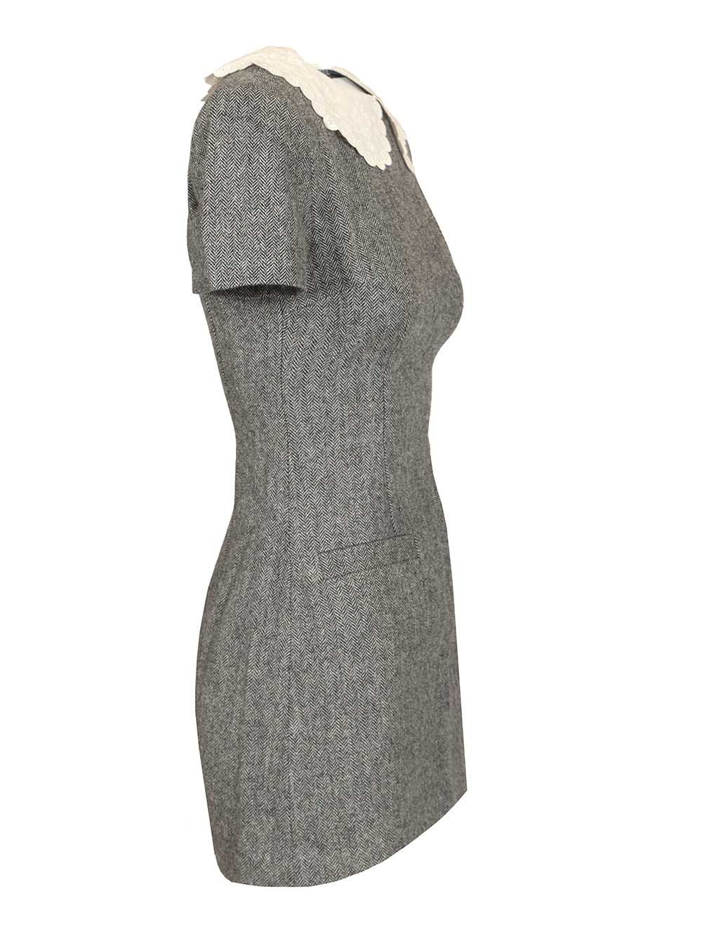 Self-Portrait Grey Herringbone Collared Mini Dress Dresses - Grey | 4444f95fe5723cf5b4e2ae159bc58b39c69416e5