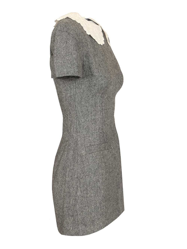 Self-Portrait Grey Herringbone Collared Mini Dress Dresses - Grey | 4444f95fe5723cf5b4e2ae159bc58b39c69416e5