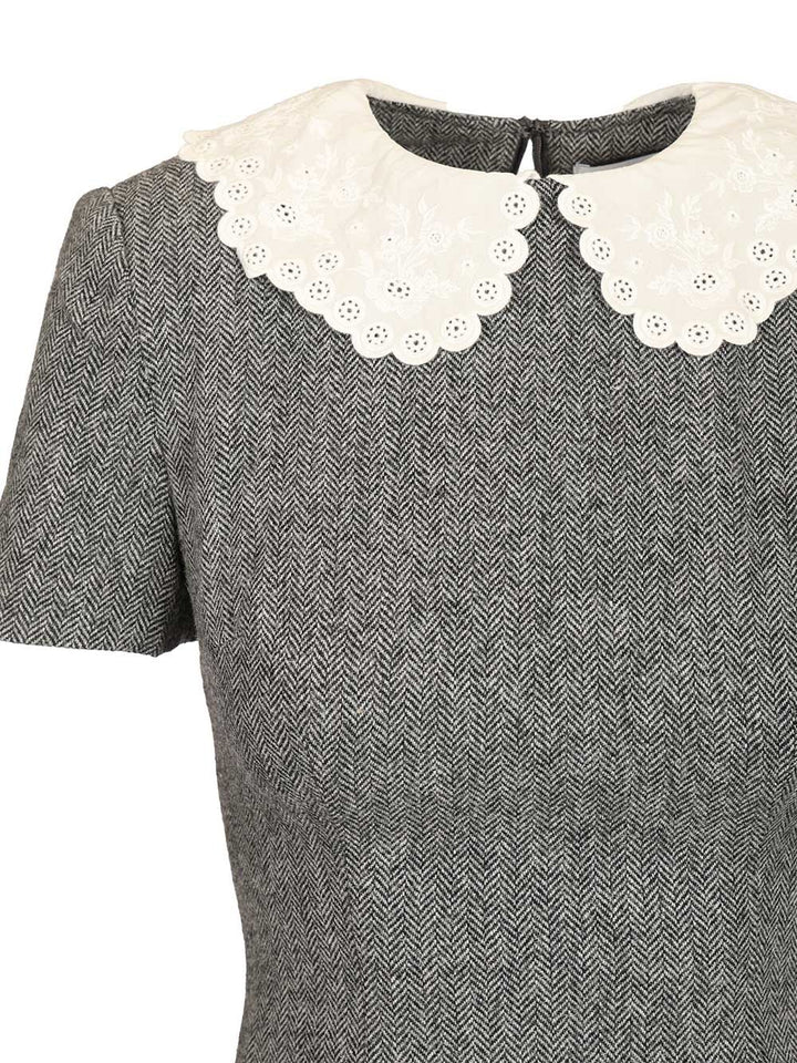 Self-Portrait Mini Dress With Lace Collar Dresses - Grey | 35f41388bd928bfb0123376cd5e9d3c92dcbf570